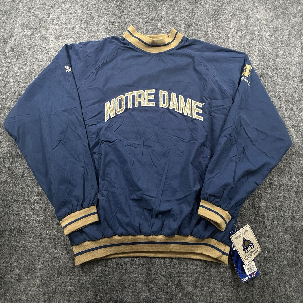Vintage Reebok Notre Dame Fighting Irish Jacket Mens L Navy NWT 1993 Football